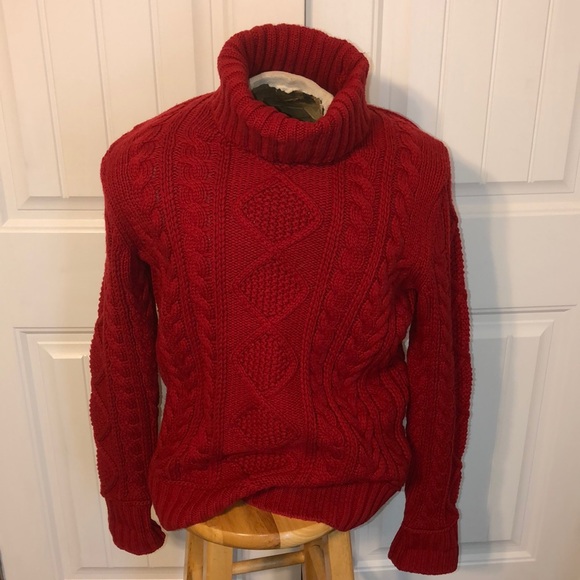 Banana Republic Other - Red Banana Republic Cable Turtleneck Sweater
